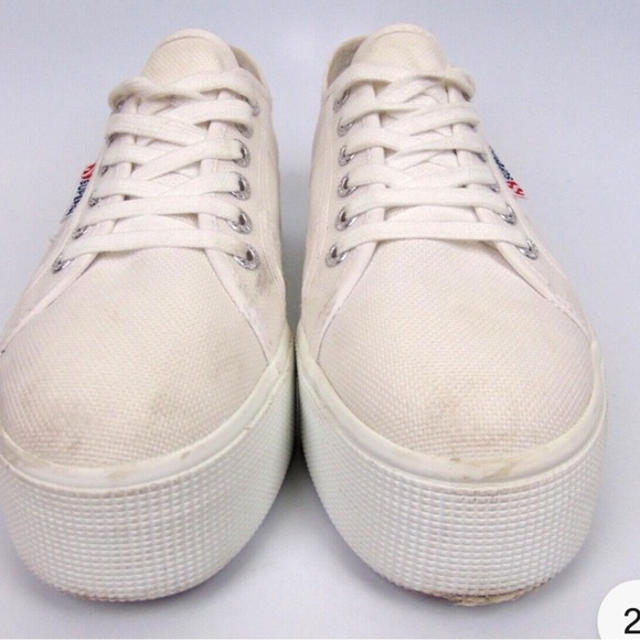Superga Off-White Canvas Lace-Up Sneakers - Picture 2 of 6
